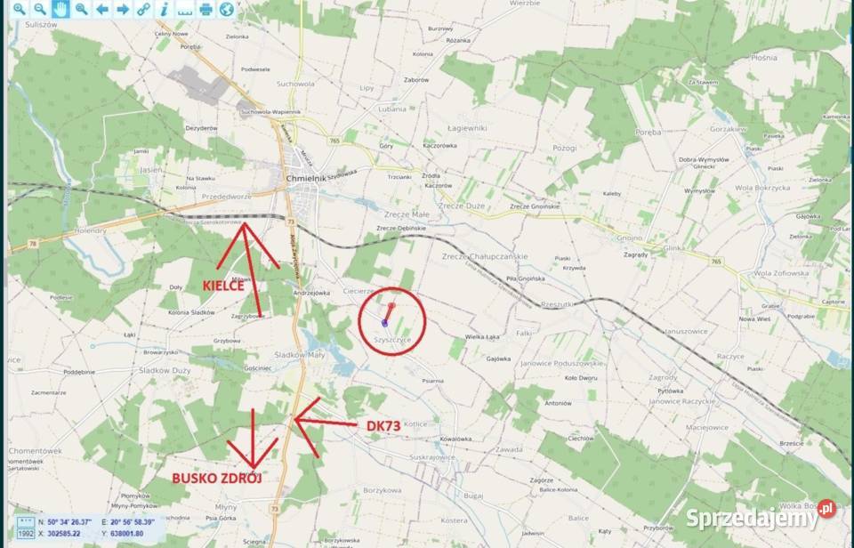 Duża działka 147 ha Szyszczyce gmina Chmielnik 436m świętokrzyskie