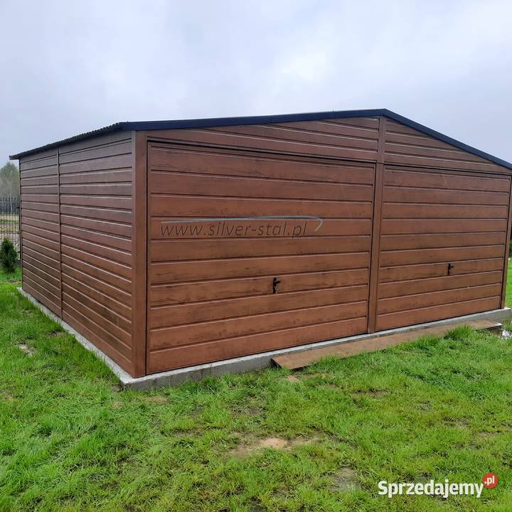 Garaż blaszany 6x6 blacha orzech złoty dąb Limanowa