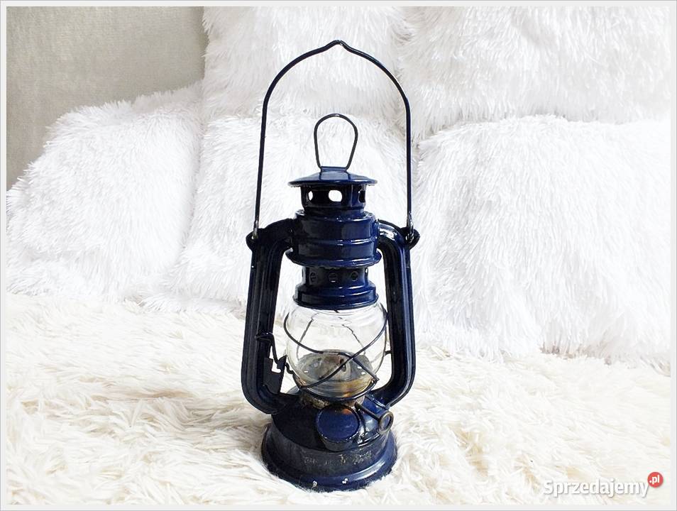 Mała Lampa naftowa GRANATOWA Piękna i sprawna do Żary