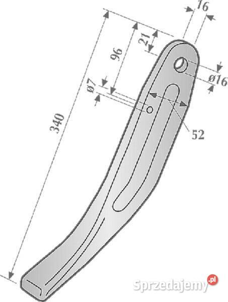 Ząb brony aktywnej lewyprawy L340 mm pasujący do