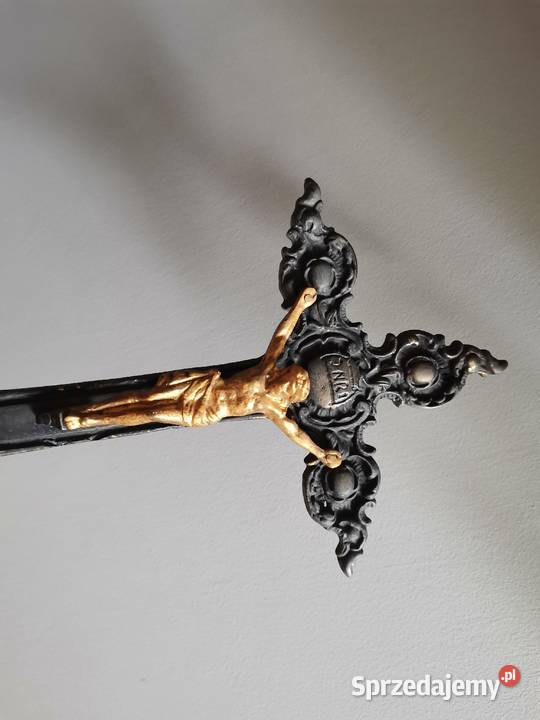 Stary duży Krzyż mosiężny Krucyfiks Pasyjka Antyki śląskie Katowice sprzedam