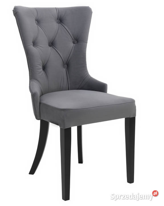 Pikowane krzesło w stylu glamour szare VELVET podkarpackie Sanok