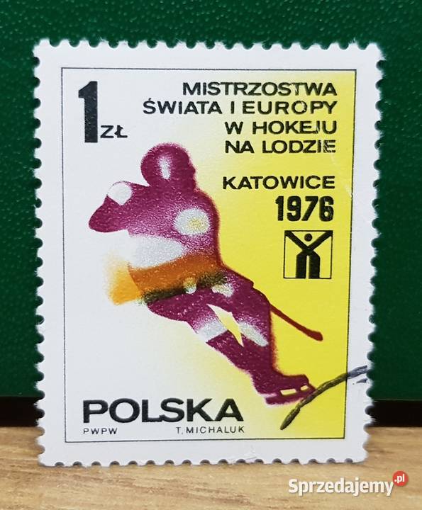 Znaczek Mistrzostwa Świata i Europy w Hokeju na Golina
