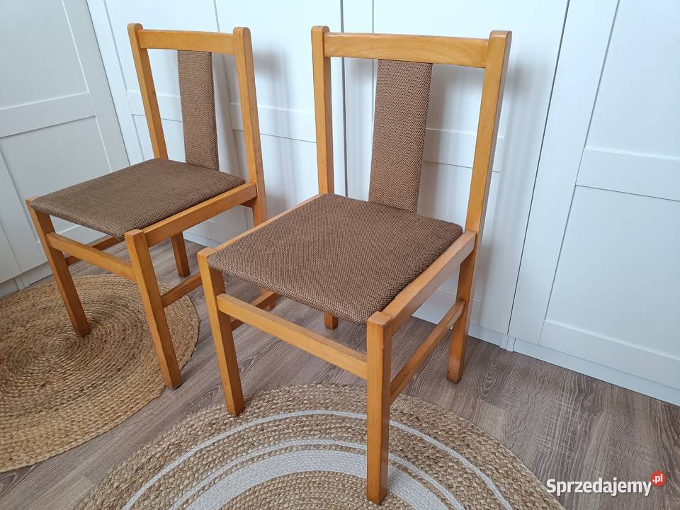 KRZESŁA drewniane tapicerowane Jafameg 6 Retro Brzostek