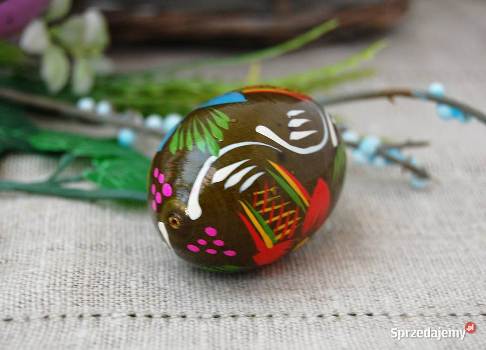 Stara pisanka drewniana malowana Ukraina 62 Lublin