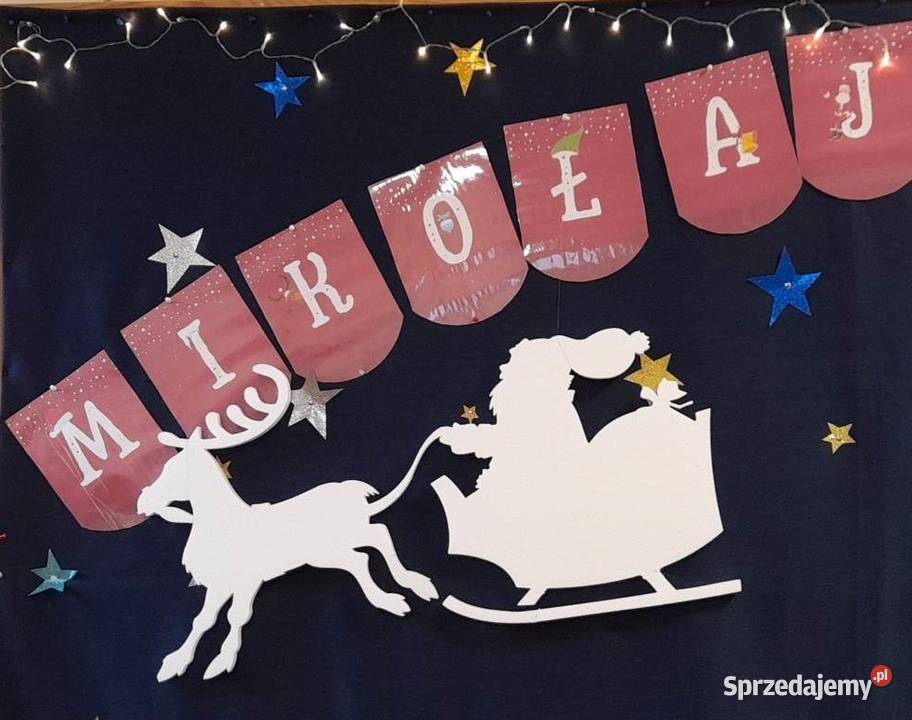 Mikołaj sanie renifer dekoracje świąteczne Dębna