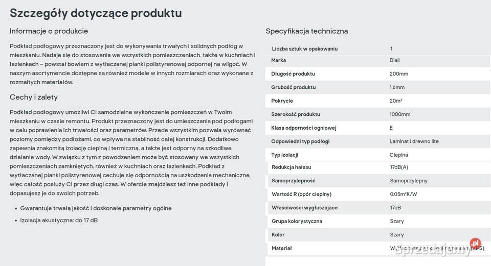 Podkład podłogowy pod panele Diall 12mm 20m2 XPS Dęblin