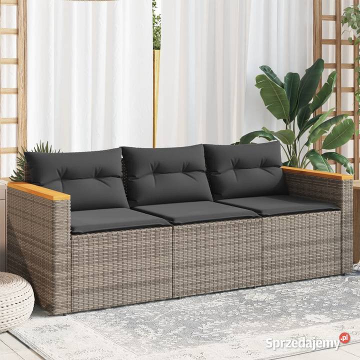 3osobowa sofa ogrodowa z poduszkami szara Warszawa