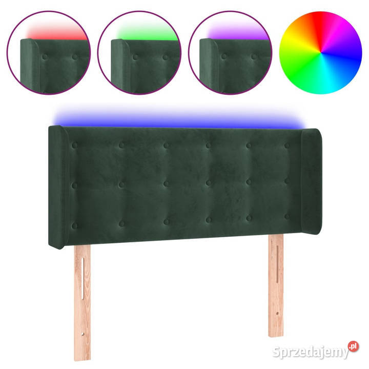 Zagłówek do łóżka z LED ciemnozielony 83x16x7888 Meble