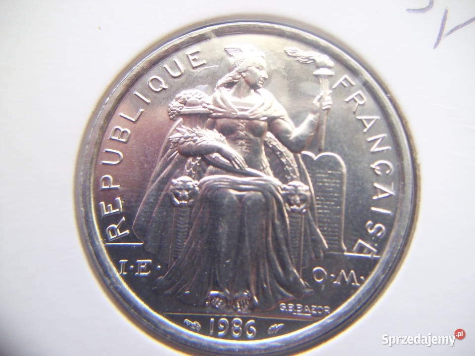 Stare monety 5 frank 1986 Polinezja stan