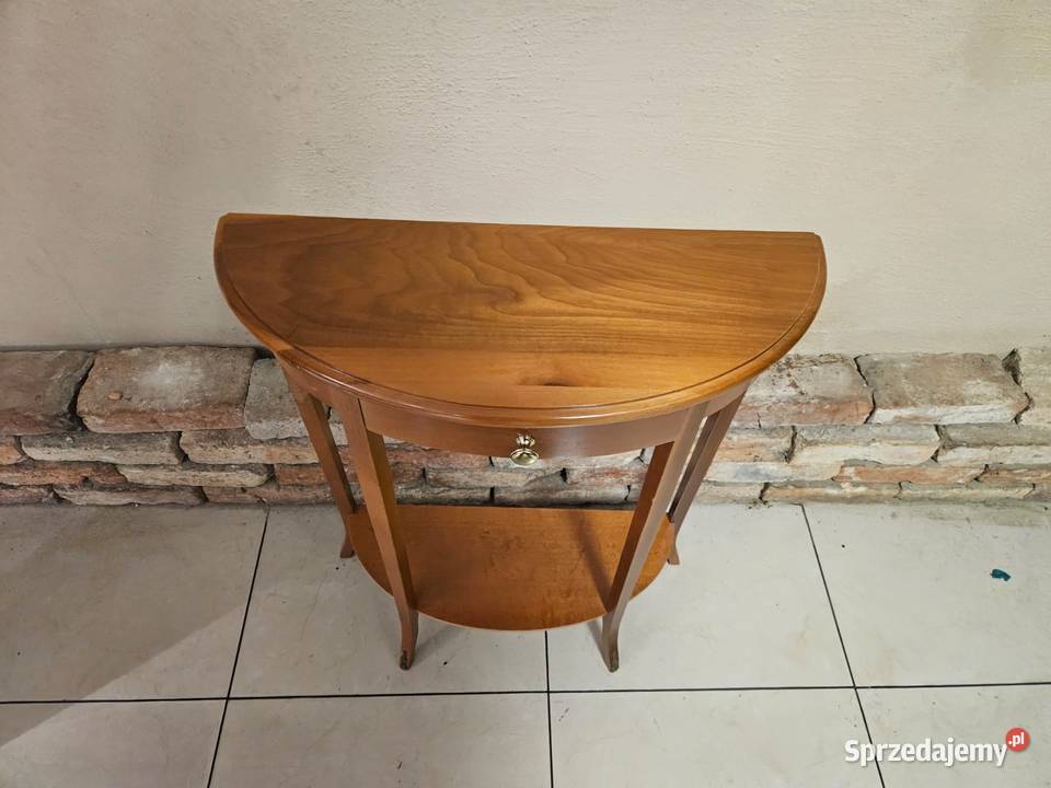 Półokrągła drewniana konsola stolik 4 nóżki Pszczyna