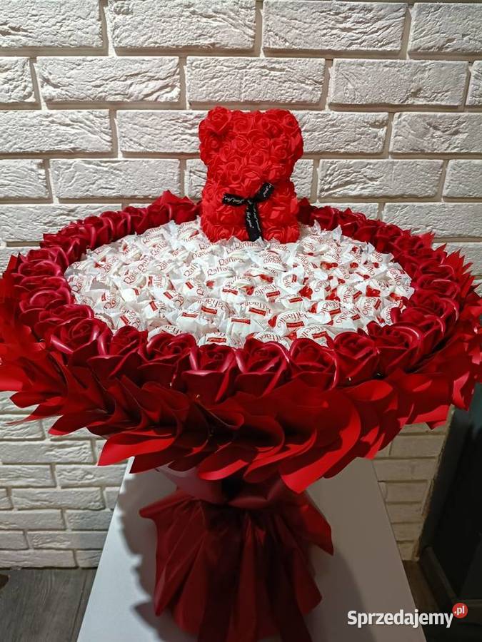 Duży bukiet z misiem Prezent na Walentynki wielkopolskie Konin