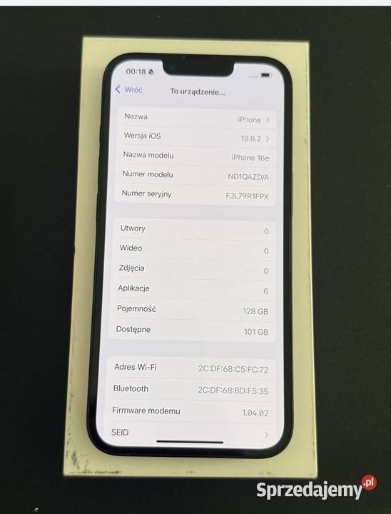 iPhone 16e 128GB aktywowany nowy Kraków