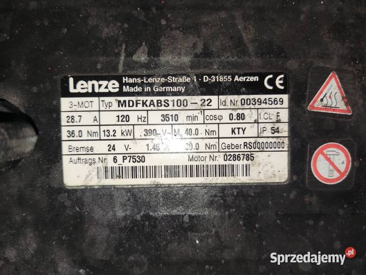 SERVO Serwomotor 132 kW z przekładnią LENZE Libusza