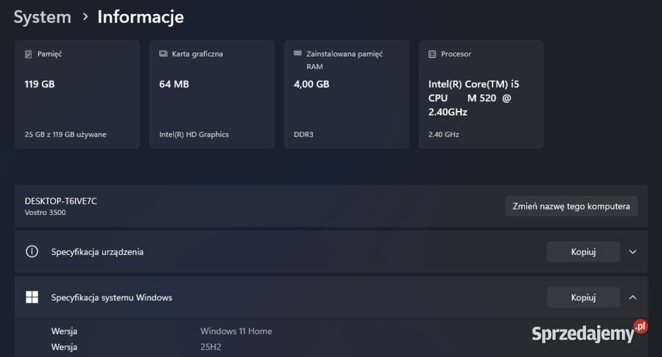 Sprzedam laptop DELL Vostro 3500 Intel Core i5 mazowieckie Radom sprzedam