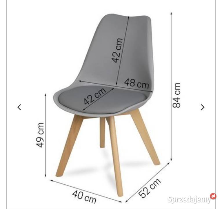 Krzesło szare z poduszką drewniane nogi Darmowa dostawa