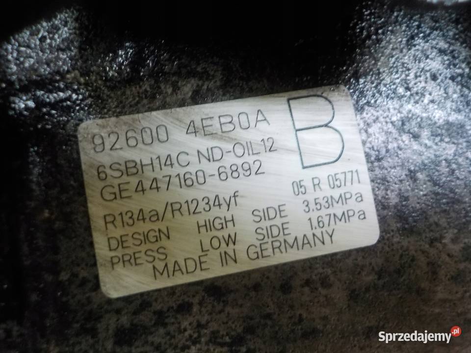 QASHQAI J11 JUKE 12 DIGT 16r 116 HRA2 sprezarka Kompresory klimatyzacji Suków