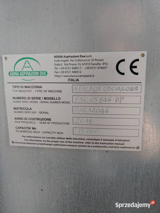 Stacja filtracyjna BARUCCA Adria Aspirazioni Due sprzedam