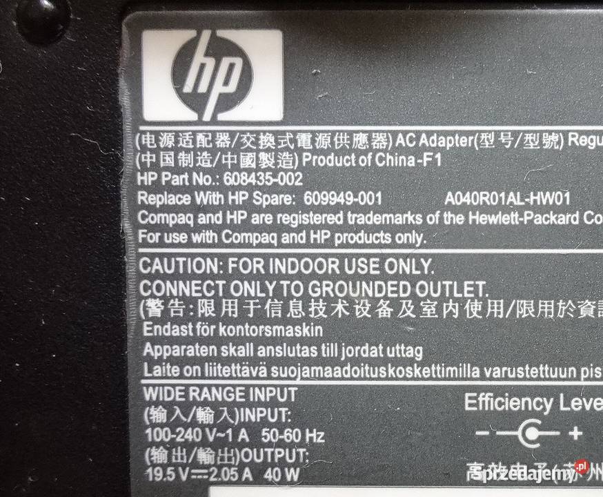 Zasilacz HP A040R01ALHW01 do laptopa HP 195v205A Pozostałe