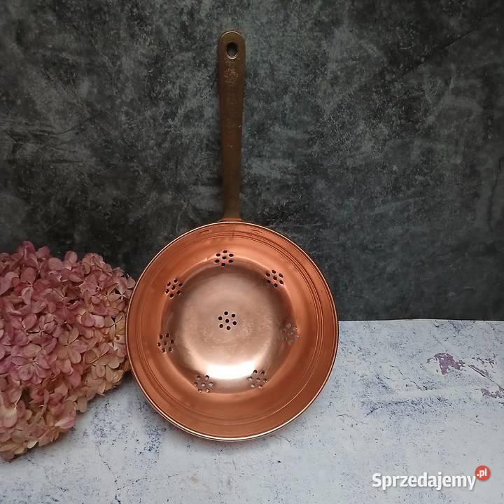 Miedziane sitko durszlak z mosiężną rączką śred Warszawa