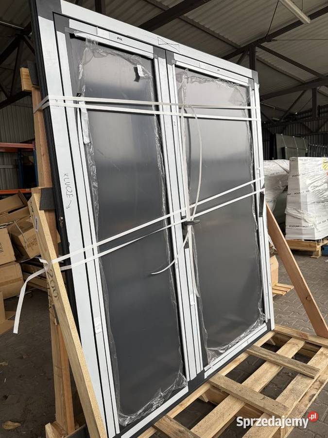 Drzwi aluminiowe ocieplane pełne dwuskrzydłowe Sieradz