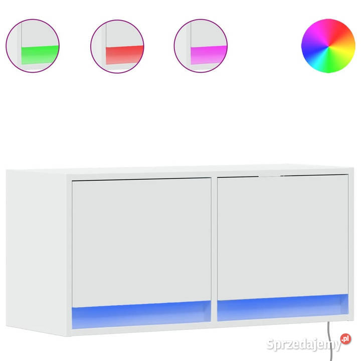 Ścienna szafka TV z LED biała 80x31x35 WM852355 Warszawa