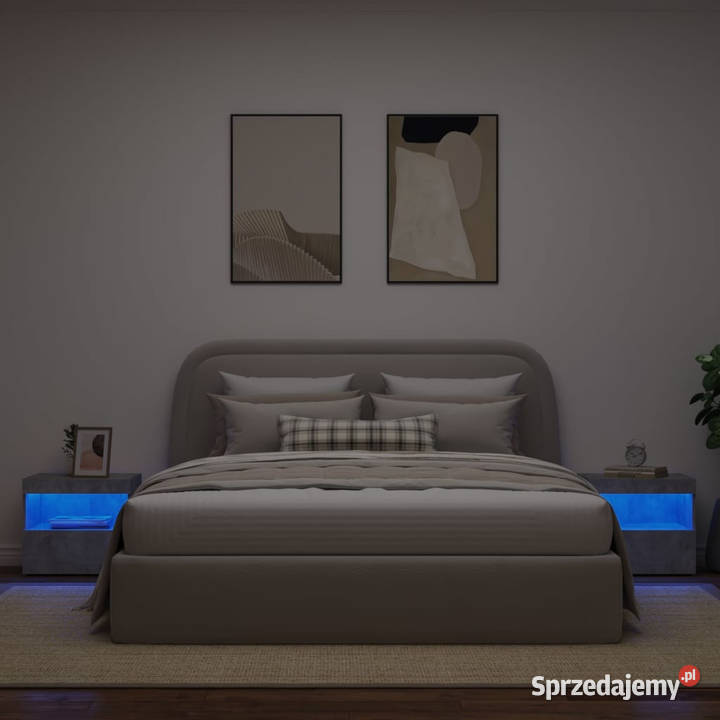 Szafki nocne z LED 2 szarość betonu 50x40x45 Warszawa