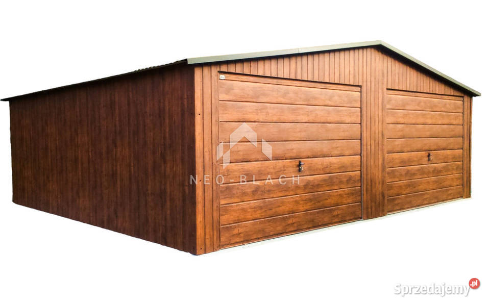 Garaż Blaszany 8x6m 2x Brama Uchylna Ciemny Legnica