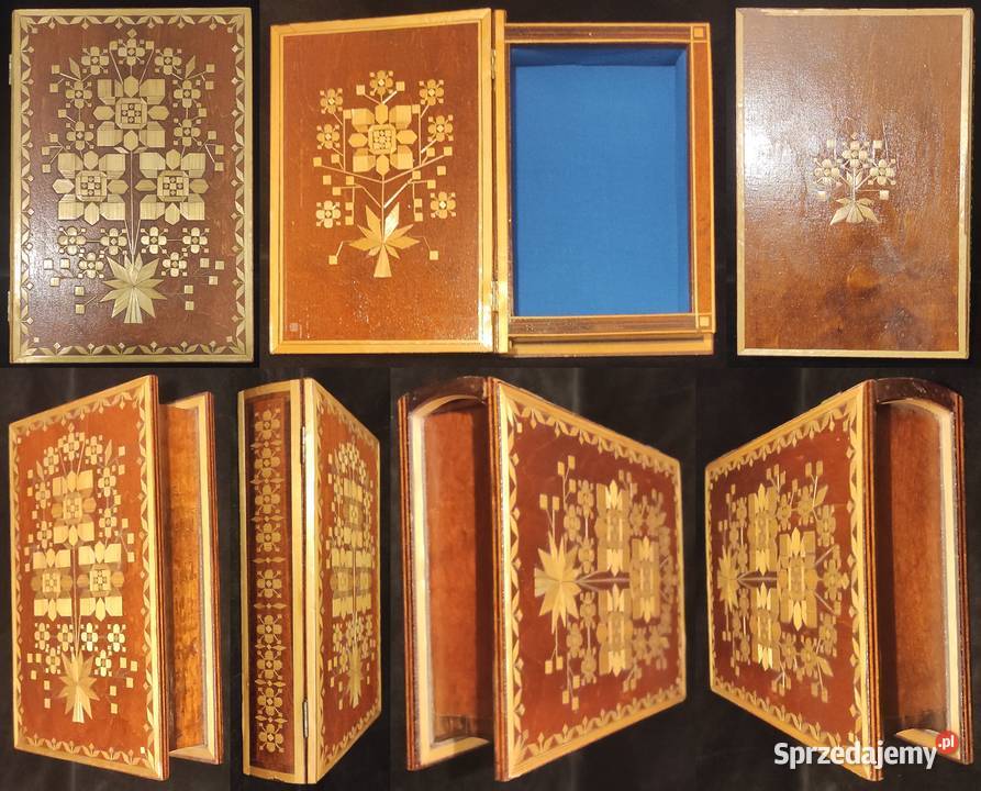 Pudełko ozdobne drewniane inkrustowane słomą Warszawa