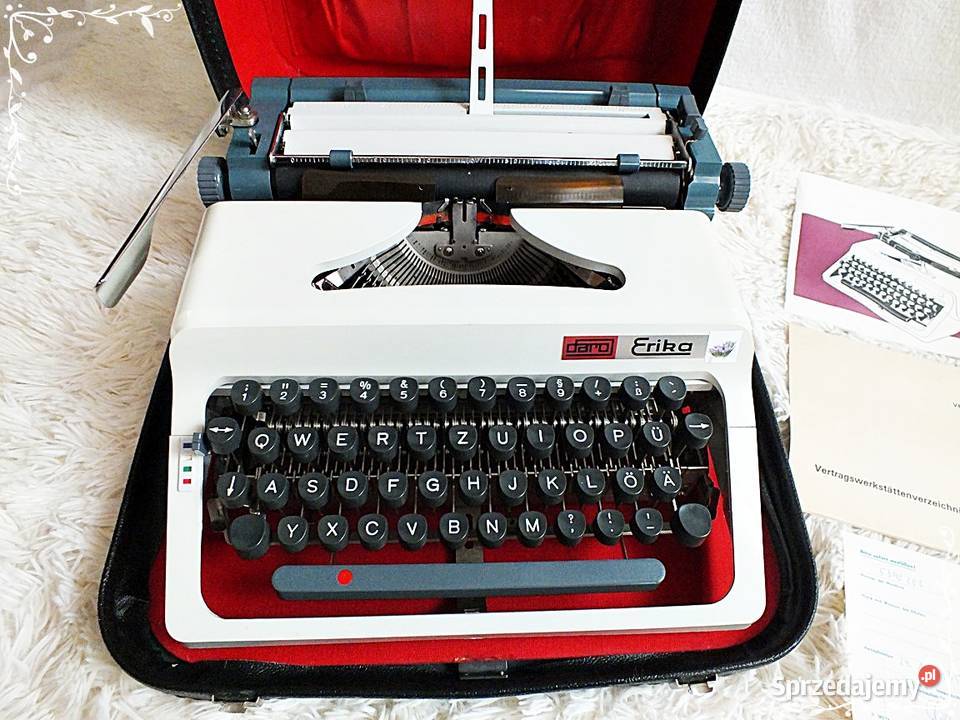 Stara maszyna do pisania Erika 1975 kufer instr lubuskie