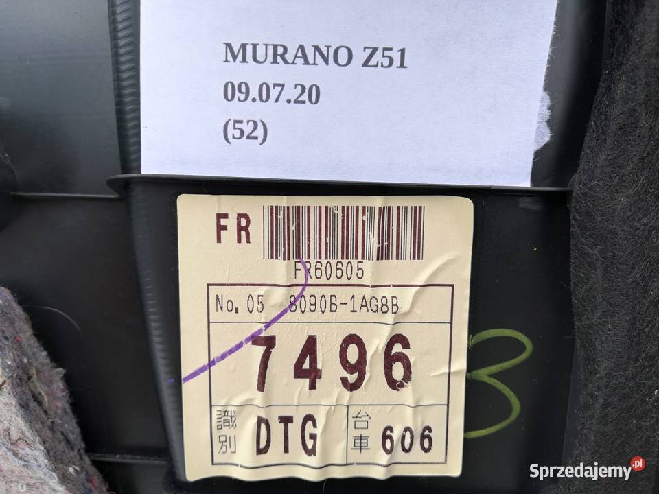 NISSAN MURANO Z51 35 TAPICERKA DRZWI PRAWY PRZÓD Nowy Tomyśl