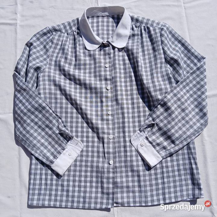 Koszula Szara kratka Biały kołnierzyk 38 40 Nowy Sącz