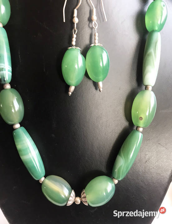 Naszyjnik i kolczyki z awenturynu i agatow Łomża