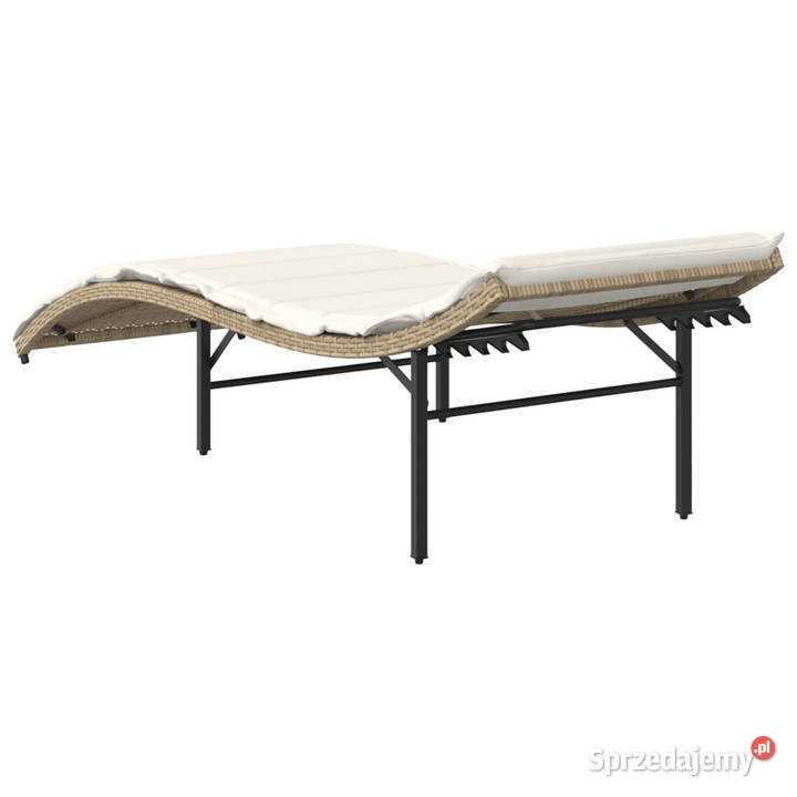 Leżak z poduszką beżowy 55x199x50 polirattan