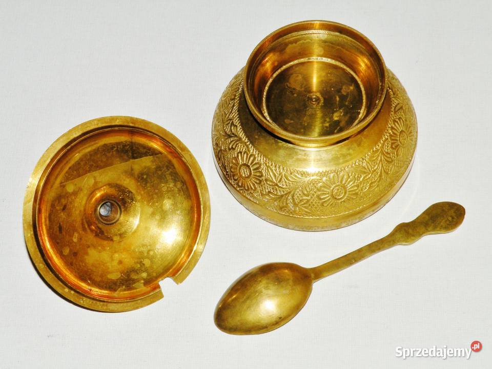 Cukiernica mosiężna vintage z łyżeczką 250 ml kujawsko-pomorskie Bydgoszcz