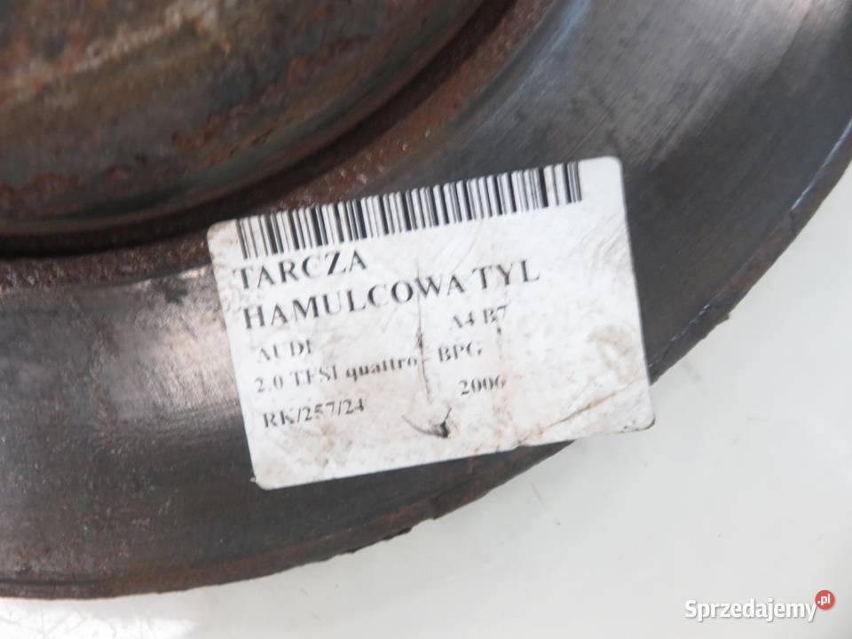 TARCZE HAMULCOWE TYŁ AUDI A4 B7 osobowe Tarcze hamulcowe