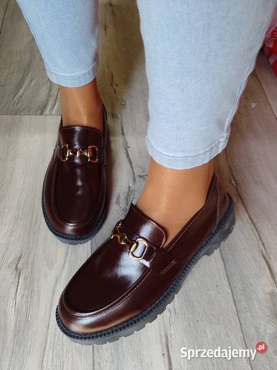 41 Brązowe czekoladowe mokasyny loafersy brązowy/beżowy Kraków