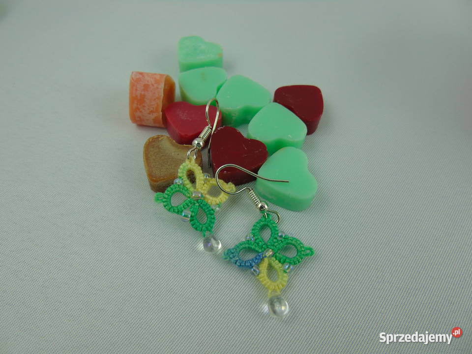 Kolczyki frywolitkowe różne wzory i kolory Wiśniowa