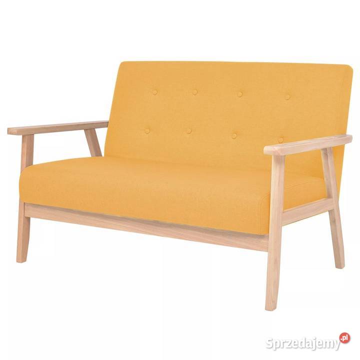 vidaXL 2 osobowa sofa tapicerowana, żółta244658