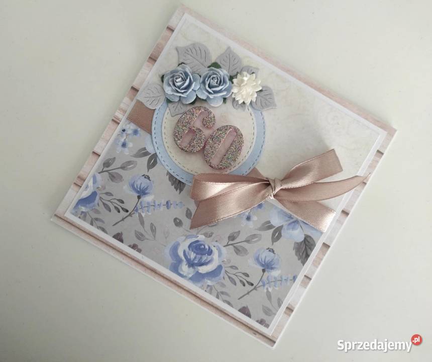 Kartka ręcznie robiona na urodziny z kwiatami Rękodzieło Łódź
