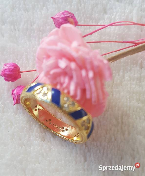 Nowy pierścionek obrączka srebro 925 złoty kolor Szczecin