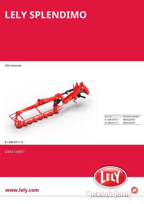 Lely Splendimo 320 instrukcja obsługi katalog Kielce sprzedam