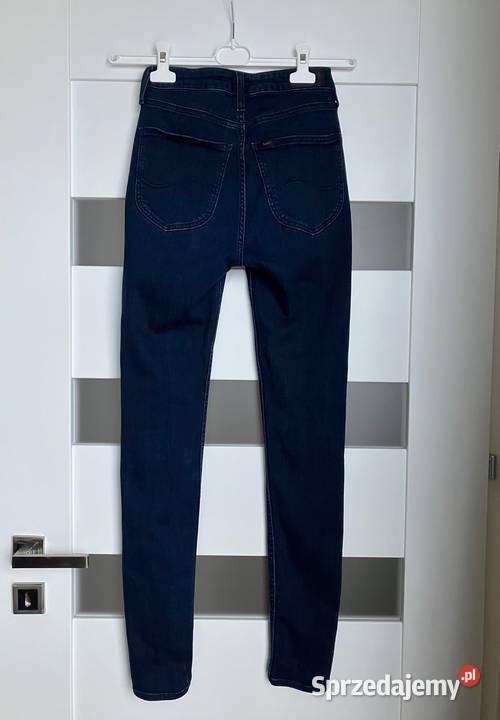 Granatowe jeansy Lee wysoki stan rurki skinny Spodnie Nisko