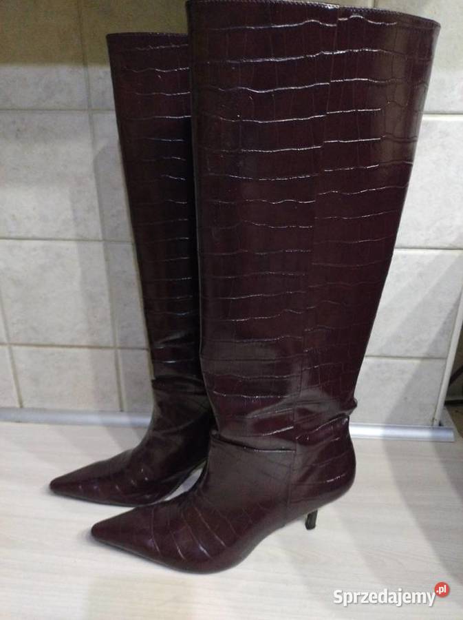 Kozaki w kolorze bordowym lakierowane Kozaki lubelskie Lublin