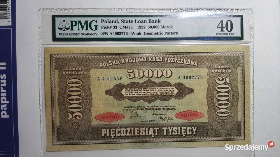 50000 MAREK POLSKICH 1922 s A PMG 40 Numizmatyka