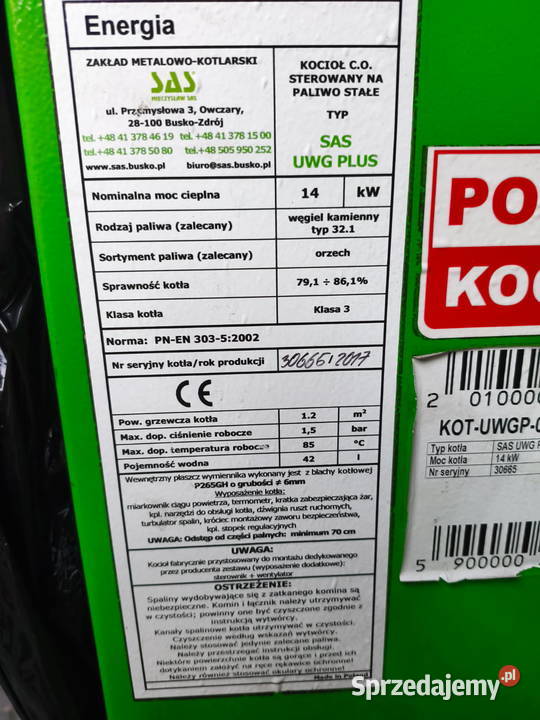 Wszystkie części do piec kocioł Sas UWG Plus 14 Radom