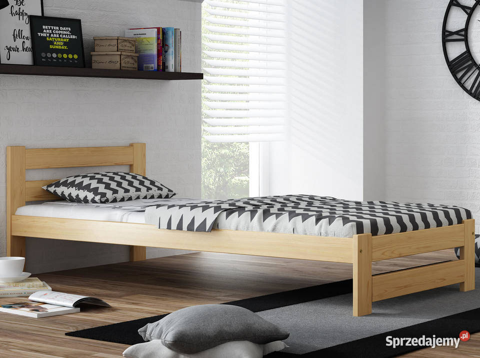 Sosnowe łóżko pojedyncze Kada 90x200 cm + stelaż elastyczny