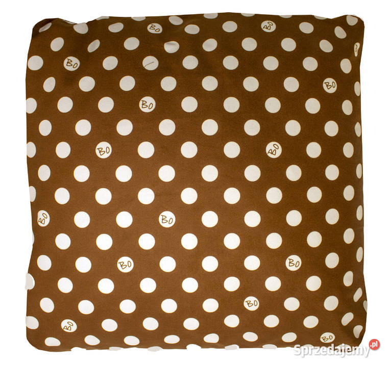 T0151 Poszewka dekoracyjna kropki brązowa welur mazowieckie