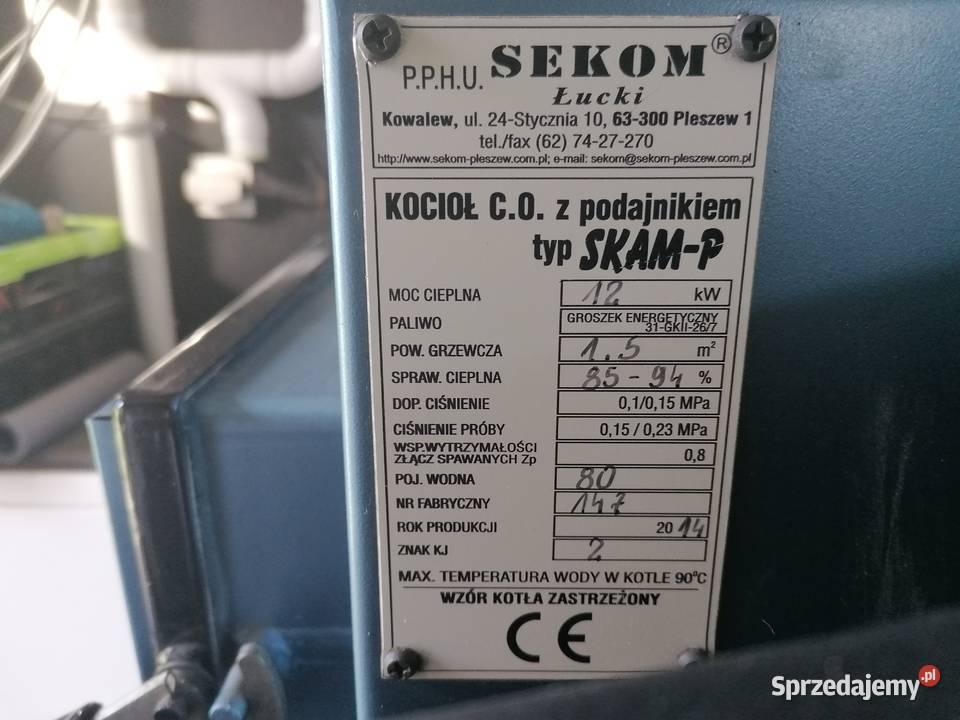 Piec kocioł 12kw podajnik sterownik Bruli stal Piece i kominki Gać