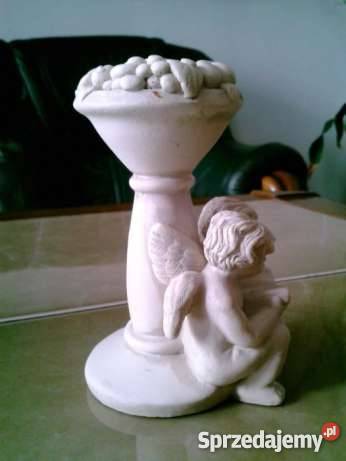 Antyk świecznik z aniołkami Rękodzieło Janów Lubelski